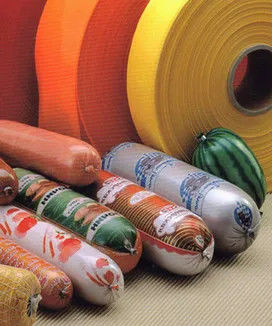 چاپی و سفارشی پلاستیک مصنوعی کاسینگ سوسیس مواد غذایی بسته بندی فیلم Pa / Pe Pvdc