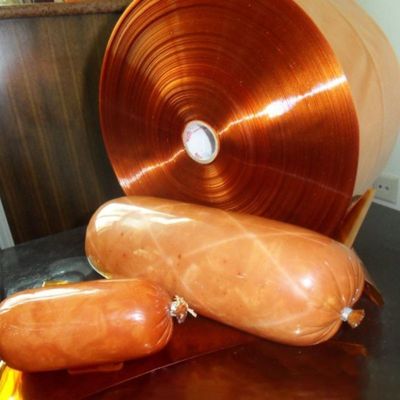 30-350mm عرض مسطح PVDC پلاستیکی کاسه فیلم سوسیس مقاوم در برابر گرما تا 90C برای بسته بندی سوسیس